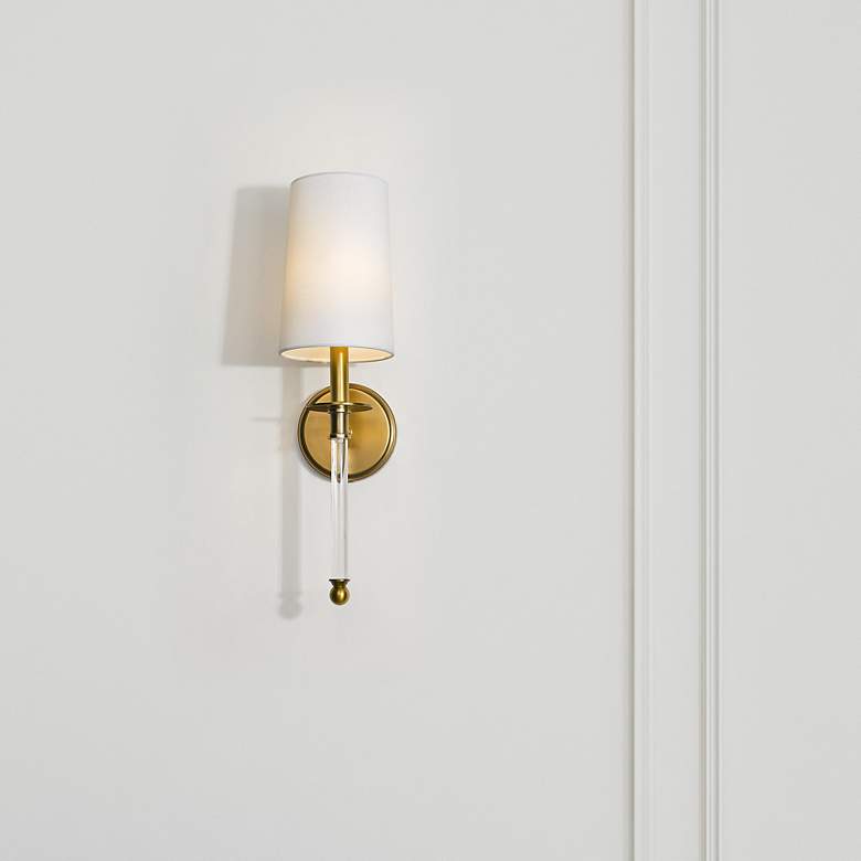 Image 4 Mila 19 1/2" High Rubbed Brass and Crystal Wall Sconce more views