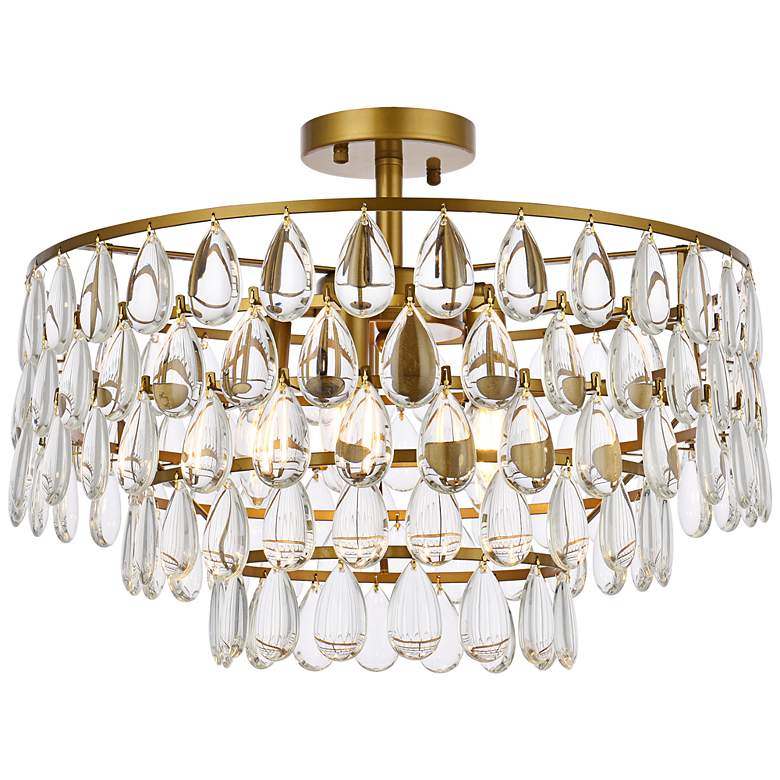 Image 3 Mila 20" Wide Brass 5-Light Ceiling Light