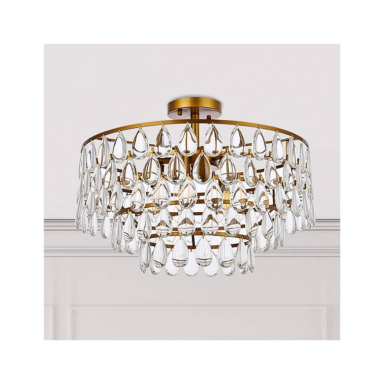 Image 2 Mila 20" Wide Brass 5-Light Ceiling Light