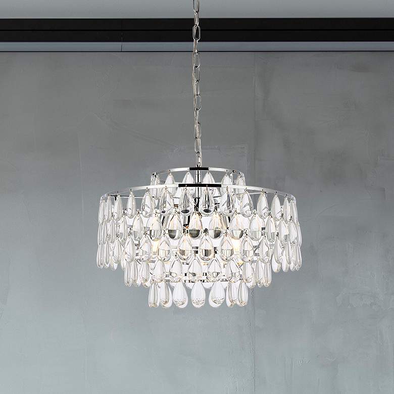 Image 1 Mila 20" Wide Chrome and Clear Crystal Chandelier