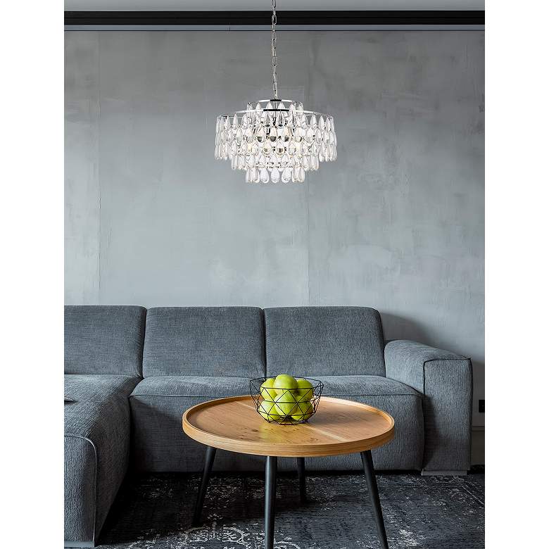 Image 3 Mila 20" Wide Chrome and Clear Crystal Chandelier more views