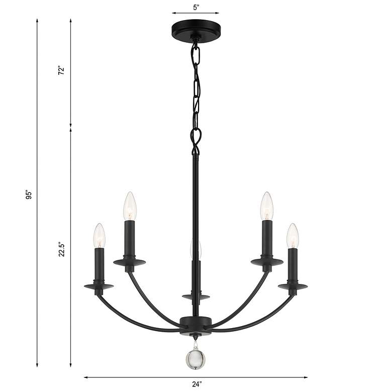 Image 6 Mila 5 Light Black Chandelier more views