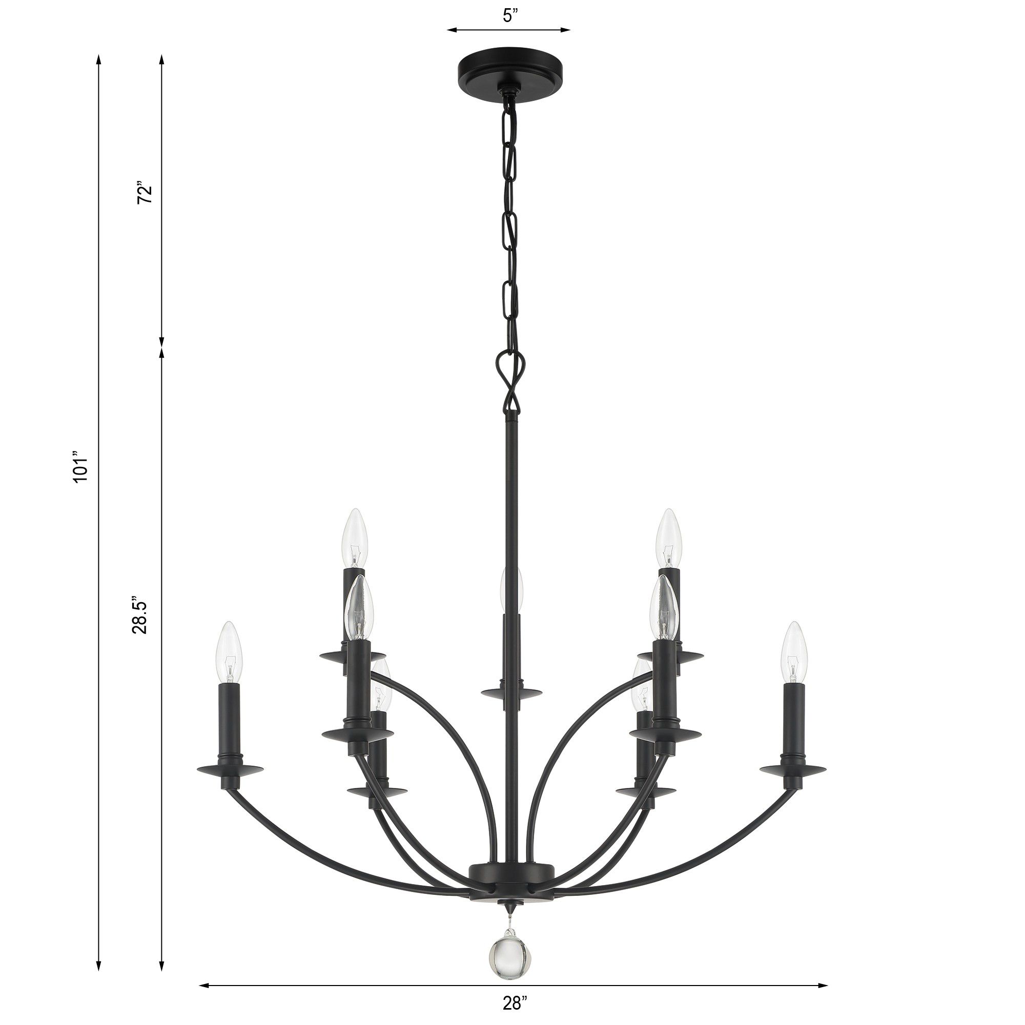 Mila 9 Light Black Chandelier