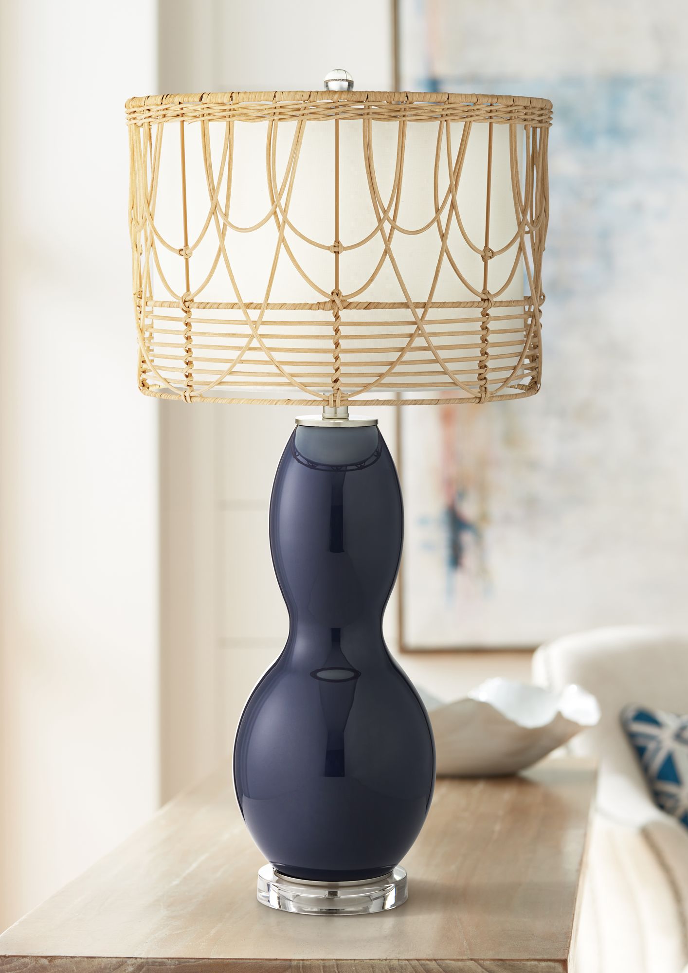 blue glass lamp shade