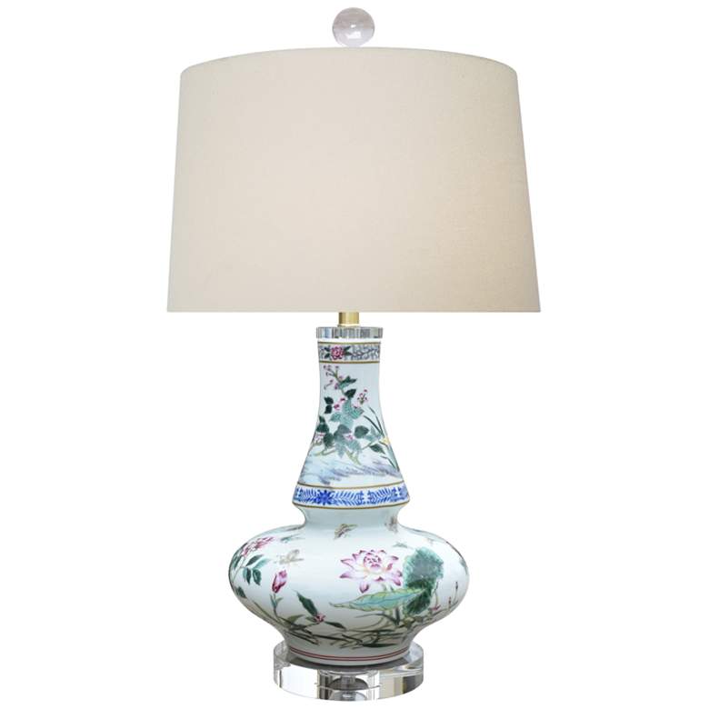 Image 1 Mila Floral Porcelain Long Neck Vase Table Lamp