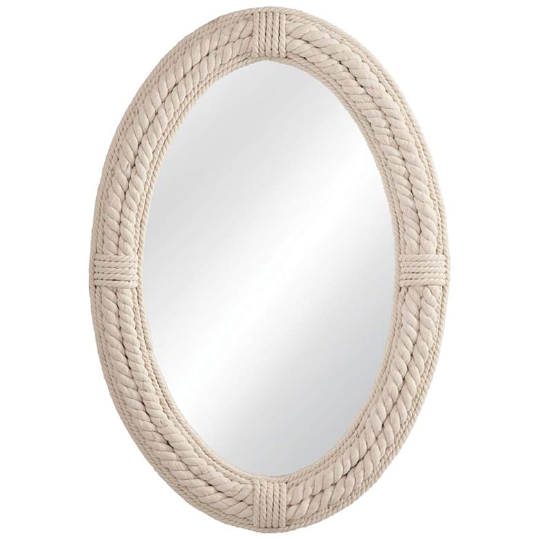 Image 2 Mila White Braided Rope 27" x 38" Oval Wall Mirror