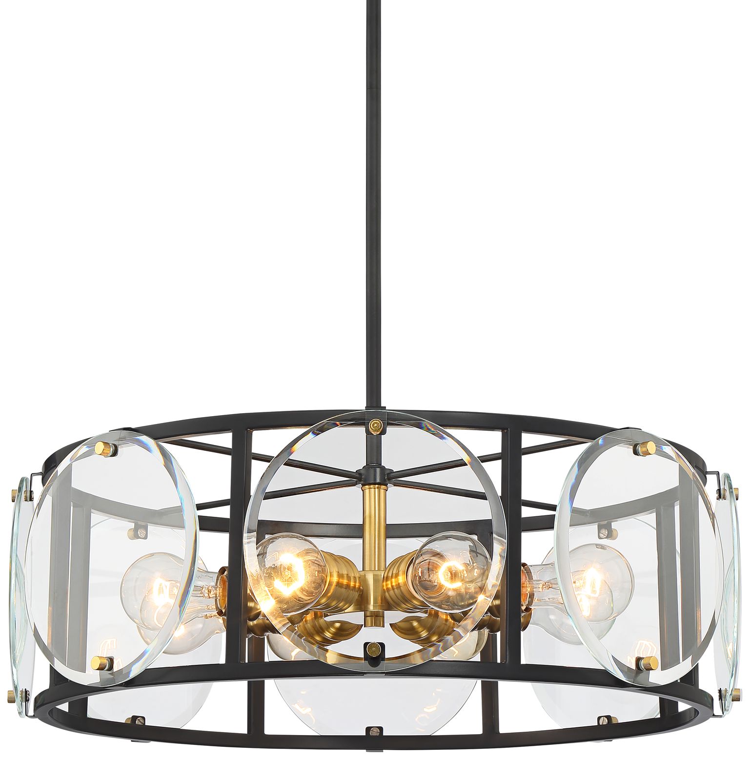 Milagro 22 1/2" Wide Black and Brass 8-Light Pendant Light