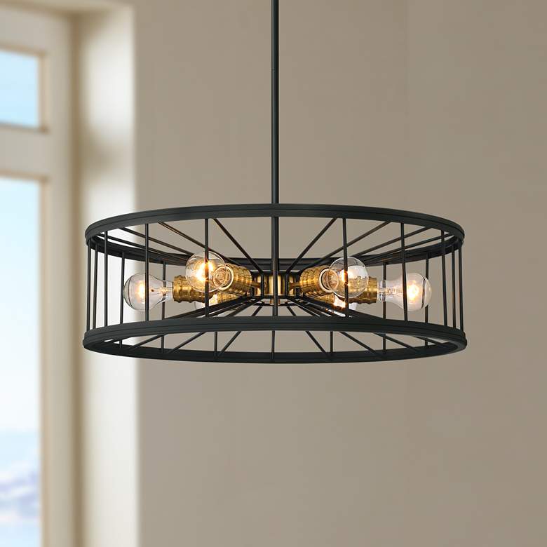 Image 1 Milagro 23 inch Wide Black and Brass 6-Light Pendant Light