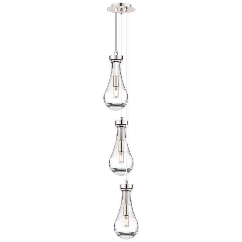 Image 1 Milan 11.88"W 3 Light Polished Nickel Multi Pendant w/ Light Smoke Sha