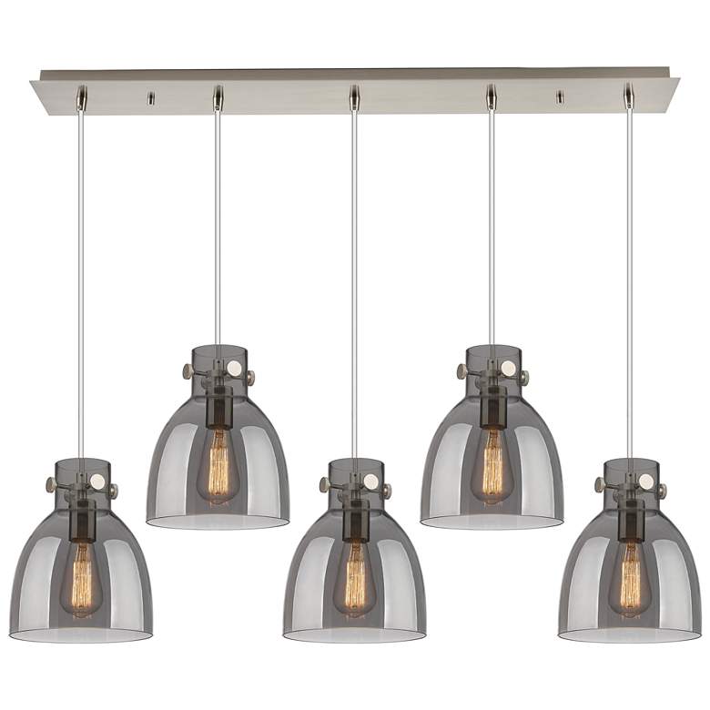 Image 1 Milan 15" Wide 6 Light Brushed Brass Multi Pendant With Clear Shade