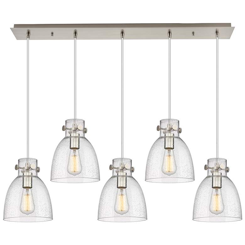 Image 1 Milan 15" Wide 6 Light Brushed Brass Multi Pendant With Light Smoke Sh