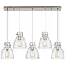 Milan 15" Wide 6 Light Brushed Brass Multi Pendant With Light Smoke Sh