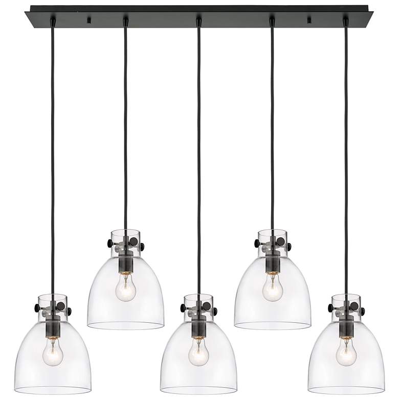 Image 1 Milan 15 inch Wide 6 Light Matte Black Multi Pendant With Clear Shade