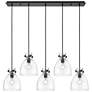 Milan 15" Wide 6 Light Matte Black Multi Pendant With Clear Shade
