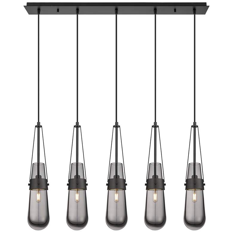 Image 1 Milan 18.5" Wide 9 Light Brushed Brass Multi Pendant With Clear Shade