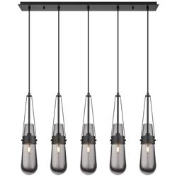 Milan 18.5" Wide 9 Light Brushed Brass Multi Pendant With Clear Shade