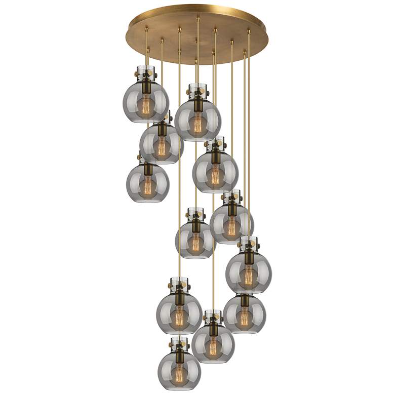 Image 1 Milan 18.5" Wide 9 Light Matte Black Multi Pendant With Light Smoke Sh