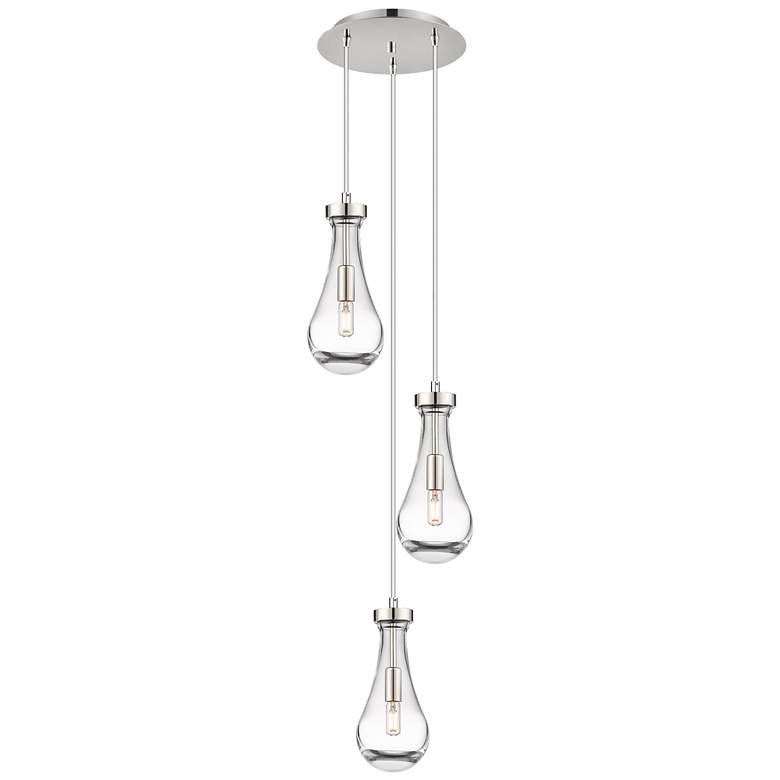 Image 1 Milan 18.5"W 9 Light Brushed Nickel Multi Pendant w/ Light Smoke Shade