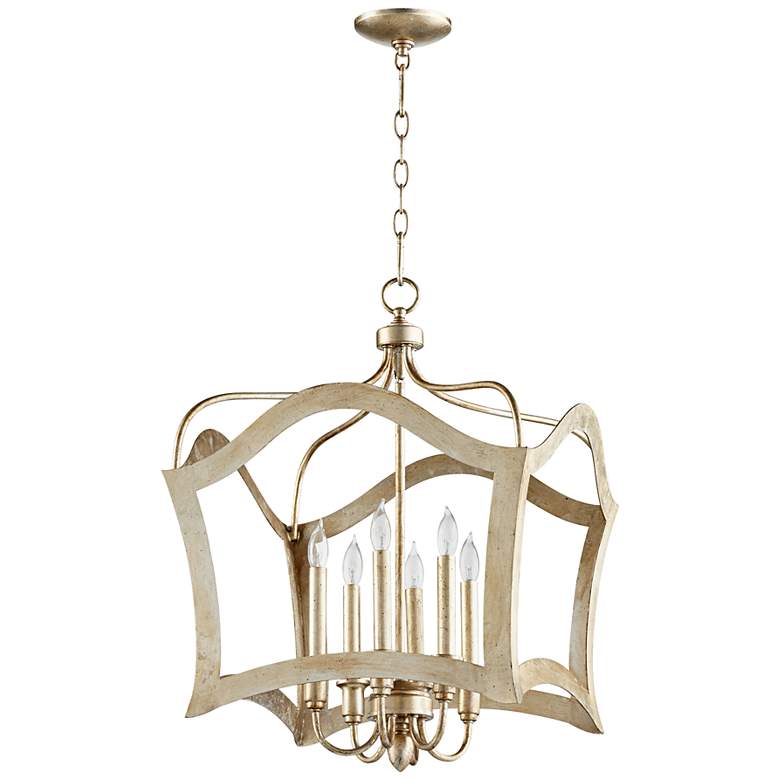 Image 2 Milan 19 3/4" Wide Aged Silver Leaf 6-Light Iron Pendant