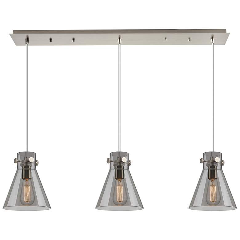 Image 1 Milan 23.63"W 12 Light Brushed Nickel Multi Pendant w/ Light Smoke Sha