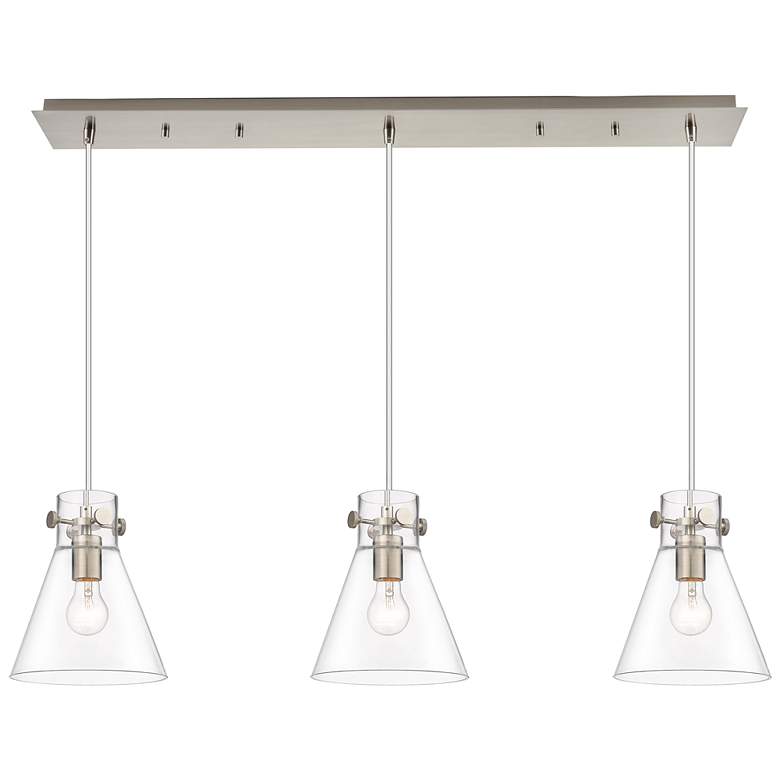 Image 1 Milan 23.63"W 12 Light Brushed Satin Nickel Multi Pendant w/ Clear Sha