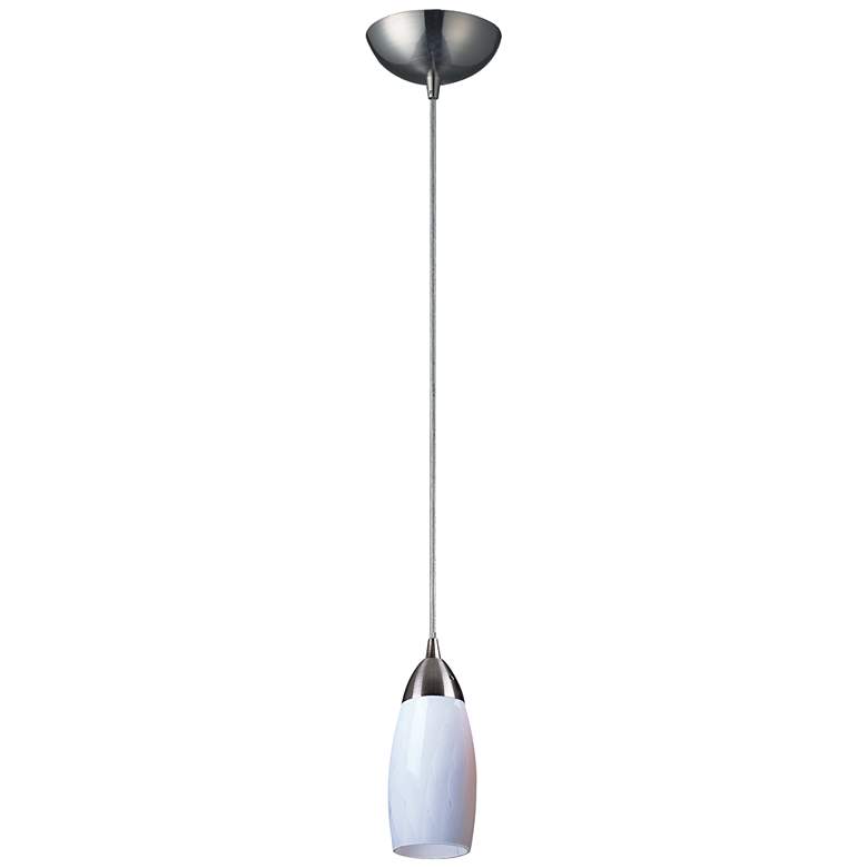 Image 1 Milan 3 inch Wide 1-Light Pendant - Satin Nickel with Simple White Glass