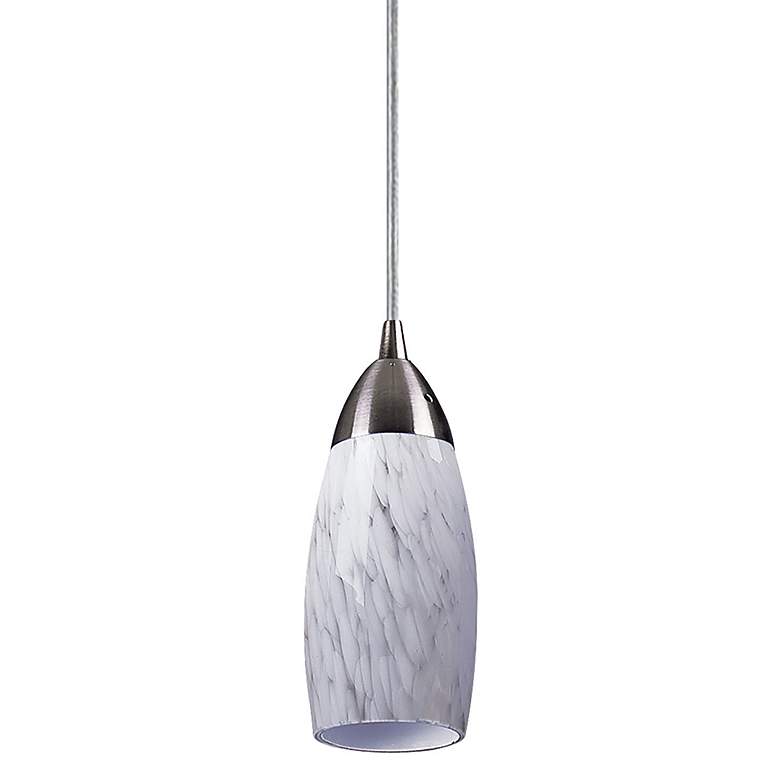Image 1 Milan 3" Wide 1-Light Pendant - Satin Nickel with Snow White Glass