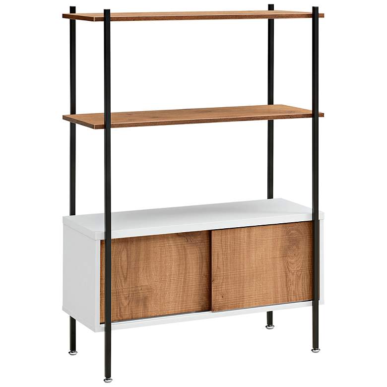Image 2 Milan 31 1/2" Wide White and Distressed Oak 3-Shelf Bookcase