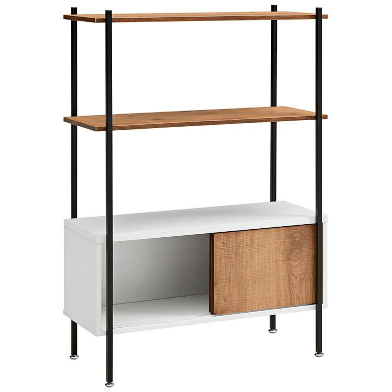 Image 7 Milan 31 1/2" Wide White and Distressed Oak 3-Shelf Bookcase more views