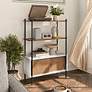 Milan 31 1/2" Wide White and Distressed Oak 3-Shelf Bookcase