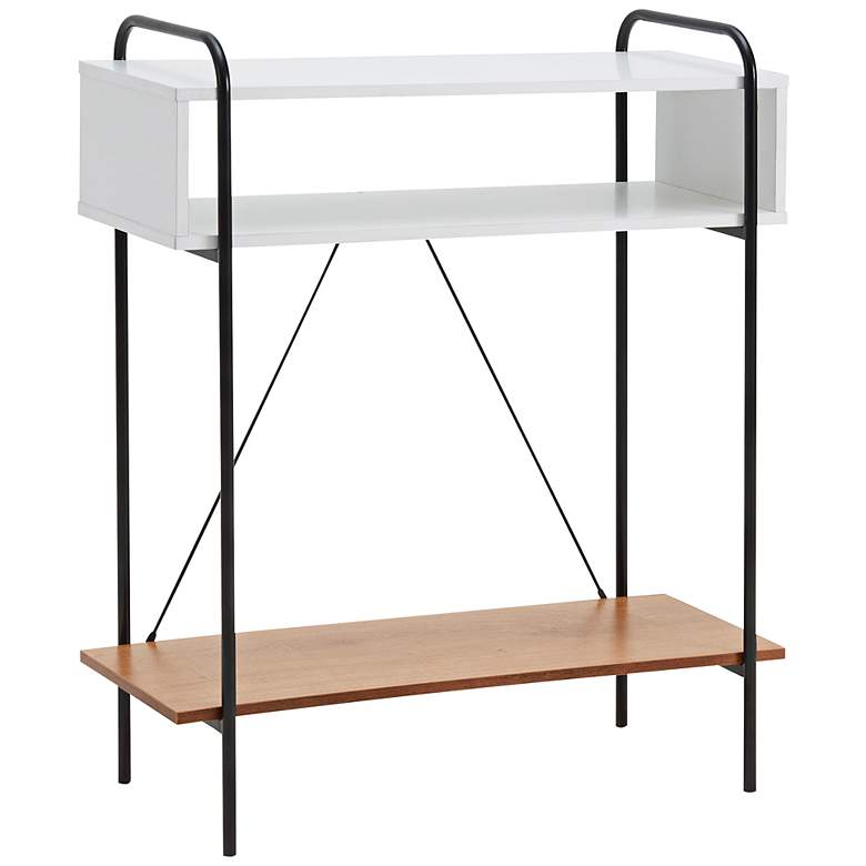 Image 2 Milan 31 1/4" Wide White and Oak 3-Shelf Console Table
