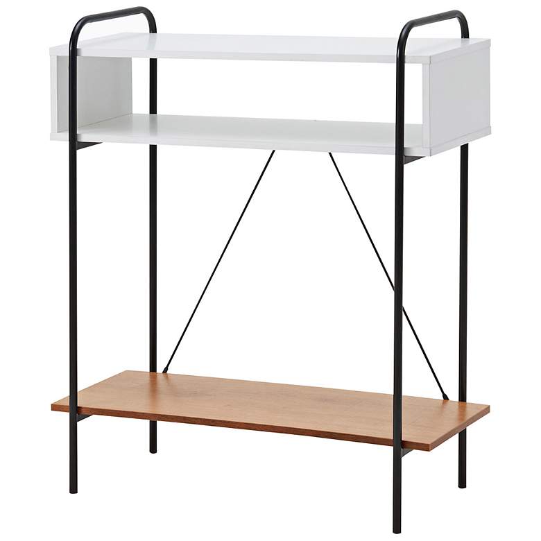 Image 5 Milan 31 1/4" Wide White and Oak 3-Shelf Console Table more views