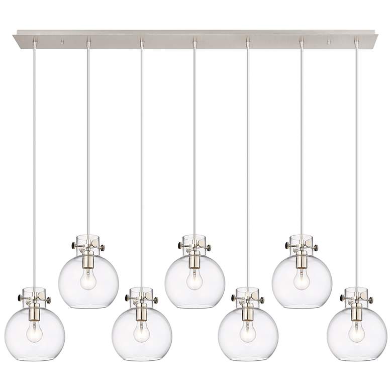 Image 1 Milan 36.13" Wide 5 Light Brushed Brass Linear Pendant w/ Light Smoke