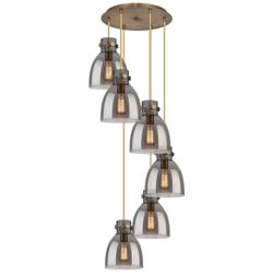 Milan 36.13"W 3 Light Brushed Nickel Linear Pendant w/ Light Smoke Sha