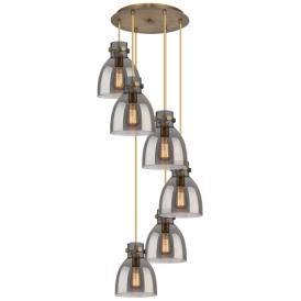 Milan 36.13"W 3 Light Brushed Nickel Linear Pendant w/ Light Smoke Sha Milan 36.13"W 3 Light Brushed Nickel Linear Pendant w/ Light Smoke Sha