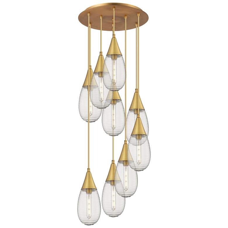 Image 1 Milan 36.13"W 5 Light Brushed Nickel Linear Pendant w/ Light Smoke Sha