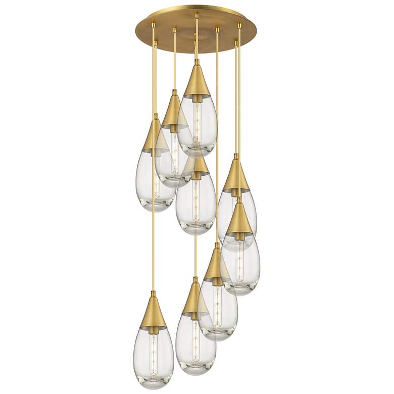 Image 1 Milan 36.13"W 5 Light Brushed Satin Nickel Linear Pendant w/ Clear Sha