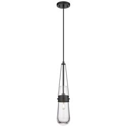 Milan 4.38&quot; Wide Cord Hung Matte Black Pendant With Clear Shade