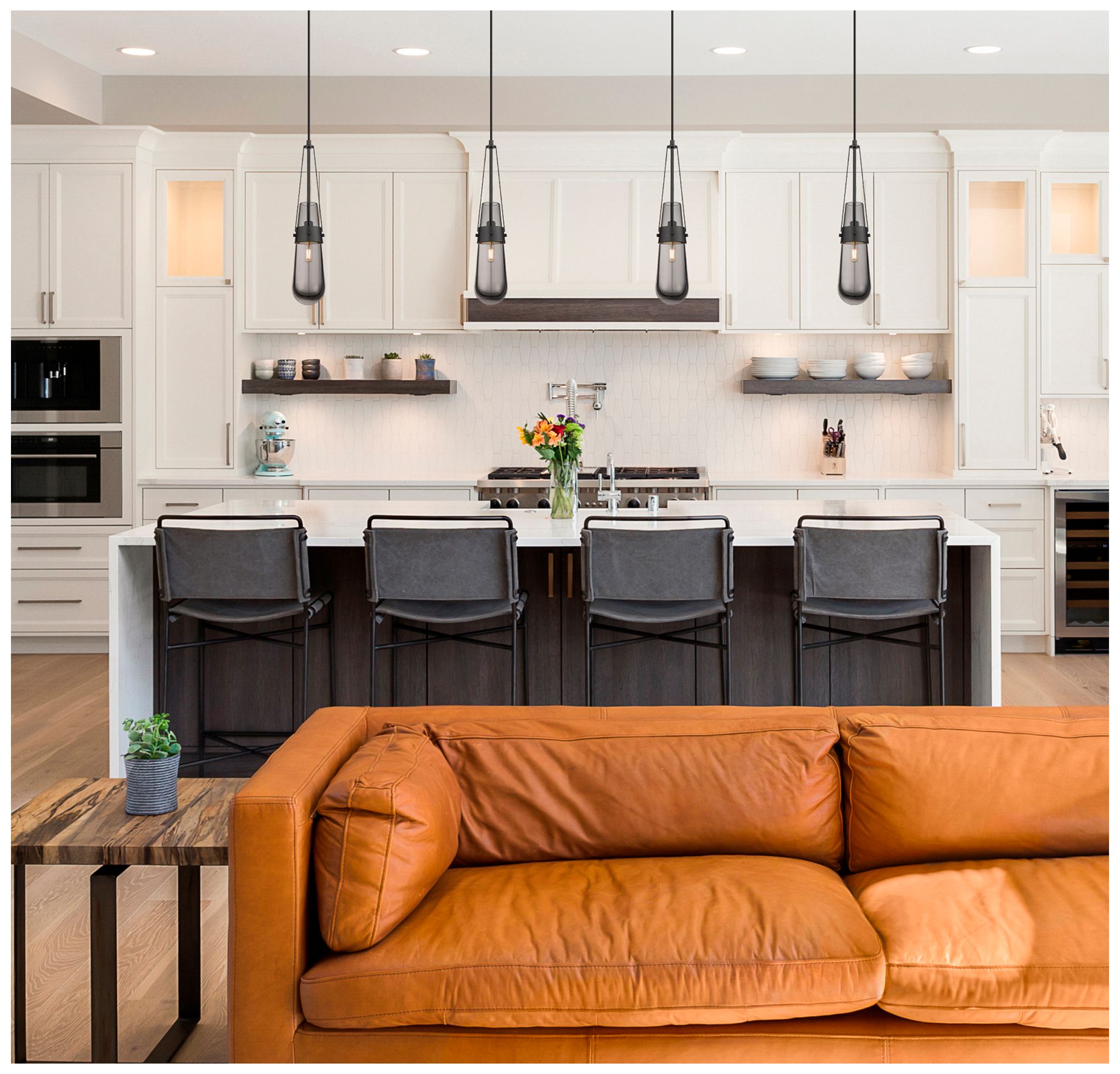 Image 2 Milan 4.38" Wide Cord Hung Matte Black Pendant With Smoke Shade more views