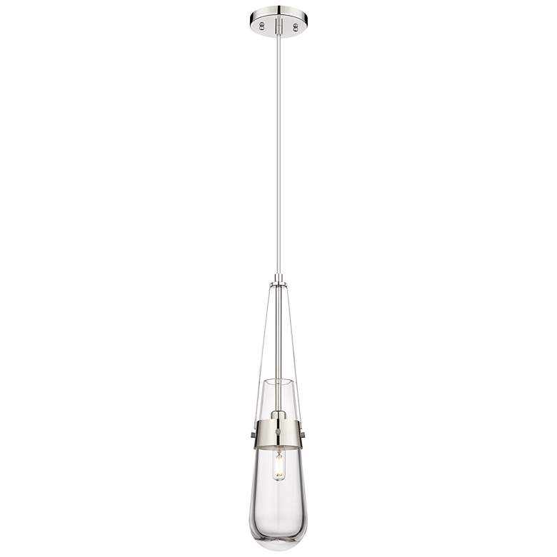 Image 1 Milan 4.38" Wide Cord Hung Polished Nickel Pendant With Clear Shade