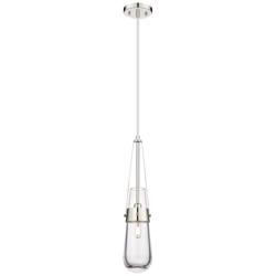 Milan 4.38&quot; Wide Cord Hung Polished Nickel Pendant With Clear Shade