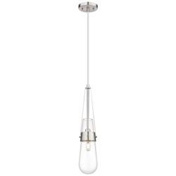 Milan 4.38" Wide Cord Hung Satin Nickel Pendant With Clear Shade