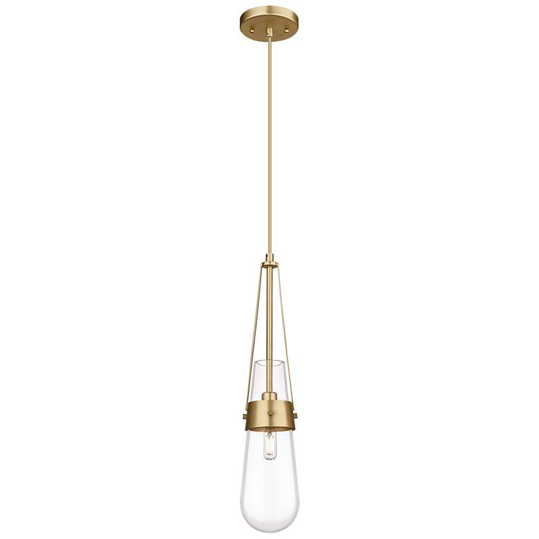 Image 1 Milan 4 1/4" Wide Brushed Brass Mini Pendant w/ Clear Glass