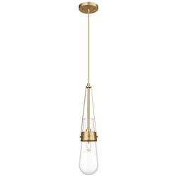 Milan 4 1/4" Wide Brushed Brass Mini Pendant w/ Clear Glass