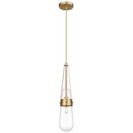Milan 4 1/4" Wide Brushed Brass Mini Pendant w/ Clear Glass Milan 4 1/4" Wide Brushed Brass Mini Pendant w/ Clear Glass