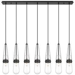 Milan 48.13" Wide 7 Light Brushed Brass Linear Pendant w/ Light Smoke