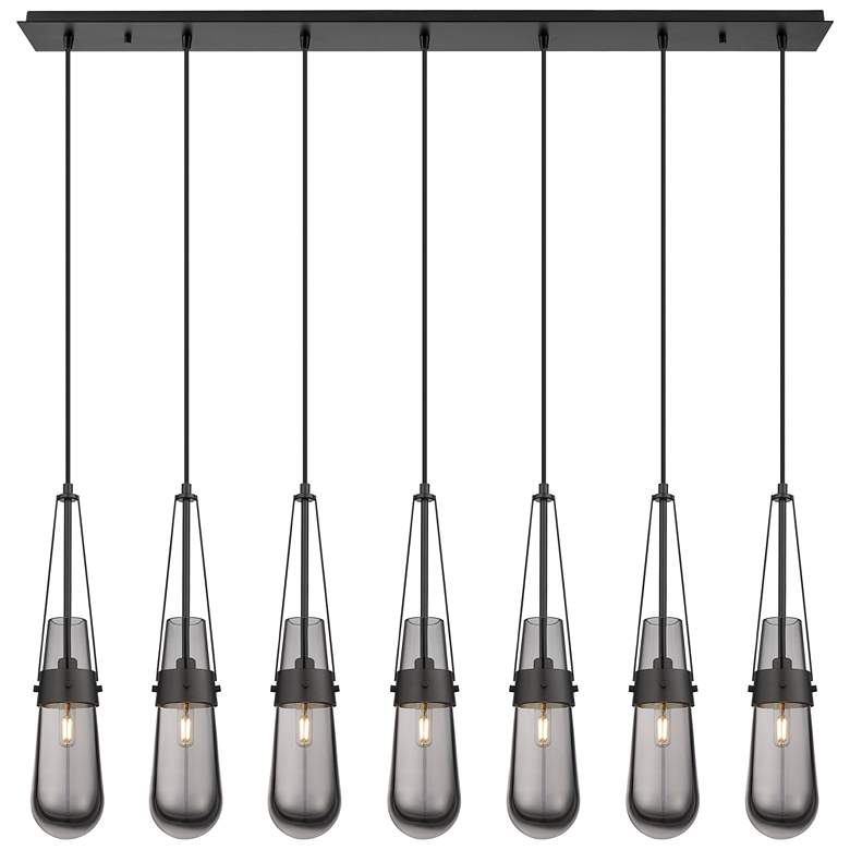 Image 1 Milan 48.13 inch Wide 7 Light Matte Black Linear Pendant With Clear Shade