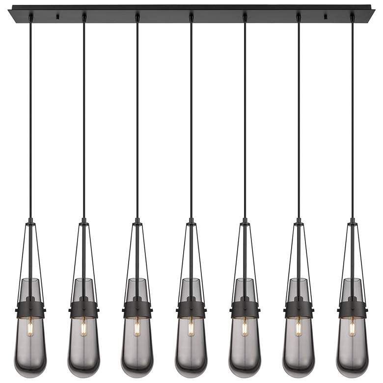 Image 1 Milan 48.13" Wide 7 Light Matte Black Linear Pendant With Clear Shade