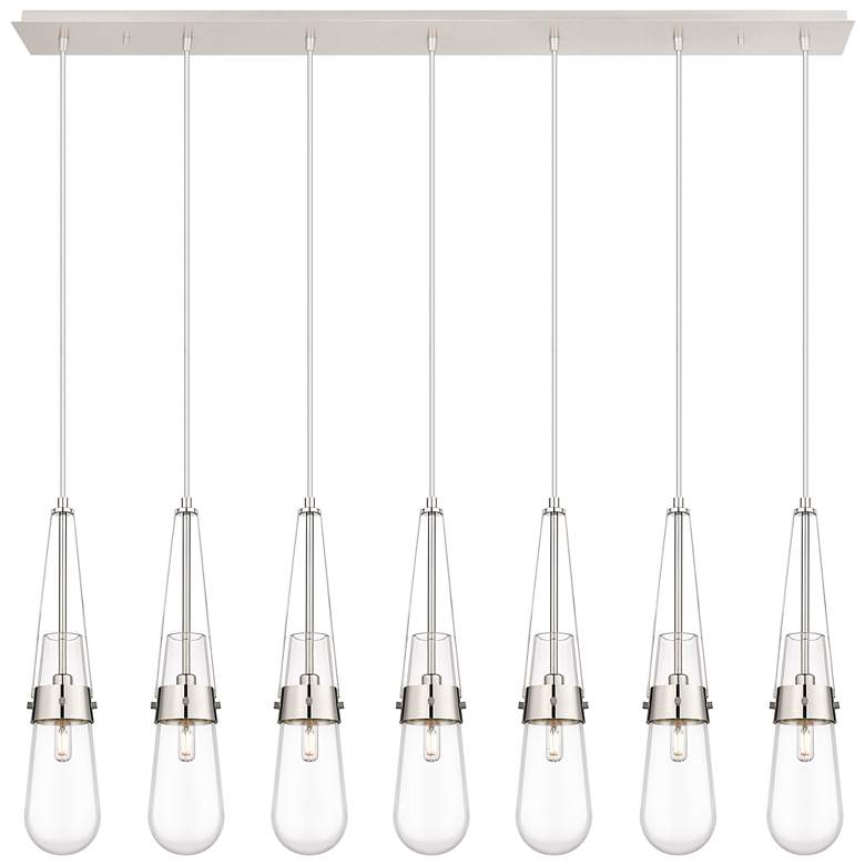 Image 1 Milan 48.13" Wide 7 Light Matte Black Linear Pendant With Light Smoke
