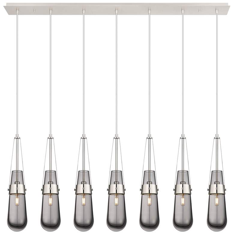 Image 1 Milan 48.13" Wide 7 Light Polished Nickel Linear Pendant With Clear Sh